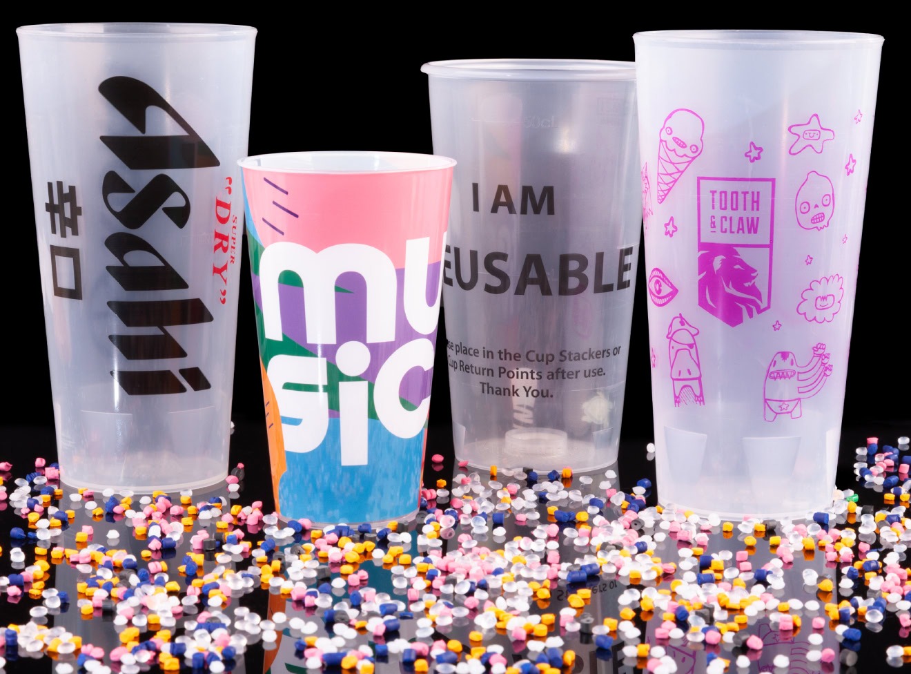 Injection moulded branded plastic cups
