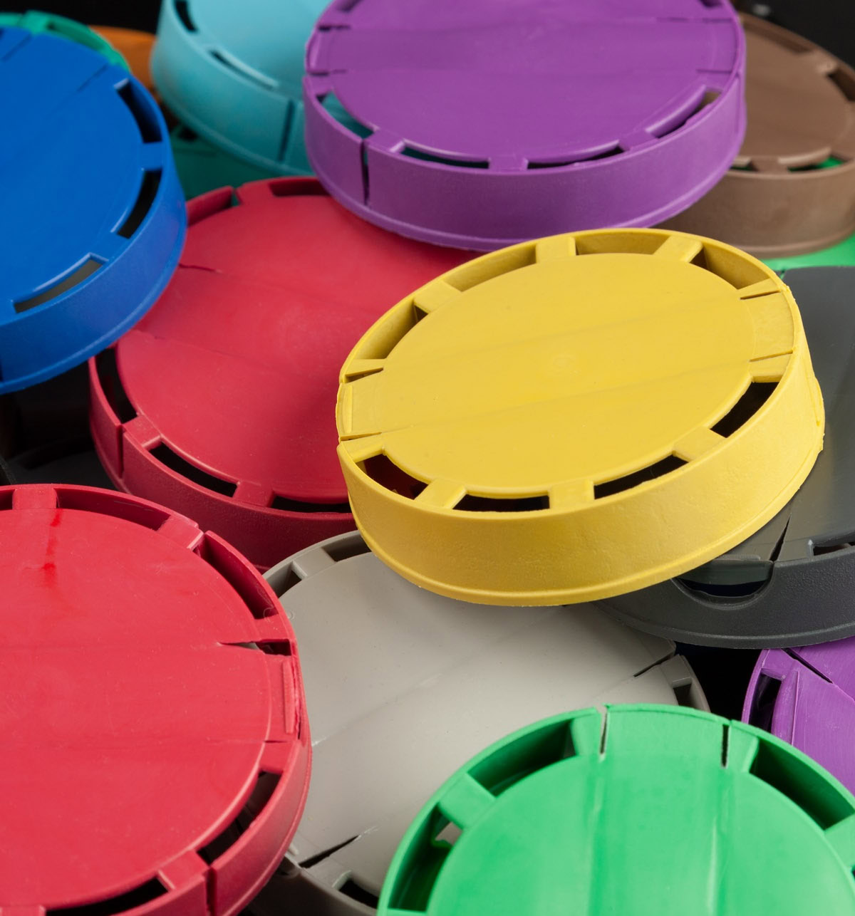 Tamper evident caps range close up