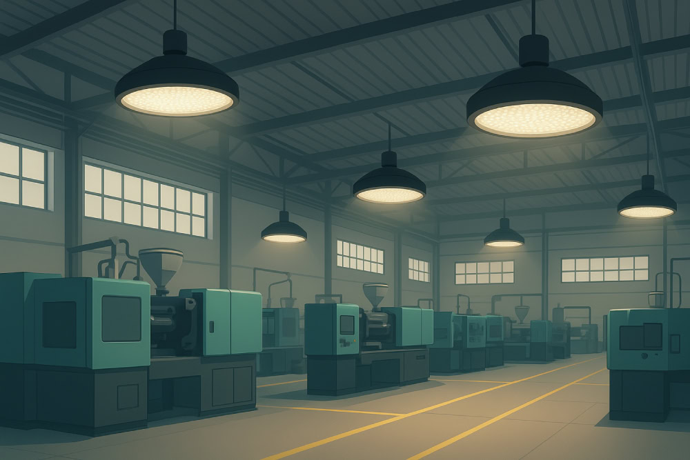 Injection moulding facility lighting